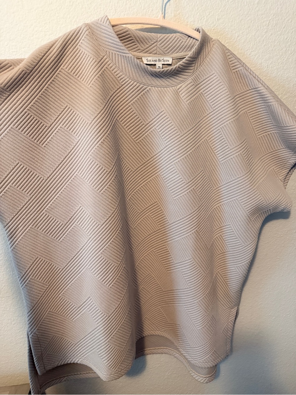 See and Be Seen Taupe Textured Short Sleeve Knit Top